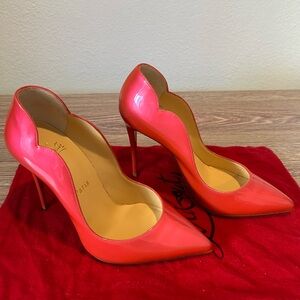 Christian Louboutin, size 6, patent leather pink “hot chick” high heels